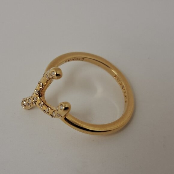 NEW Coach Lucky Pave Wishbone Ring Charm Mini Crystals Size 5 - Picture 6 of 11